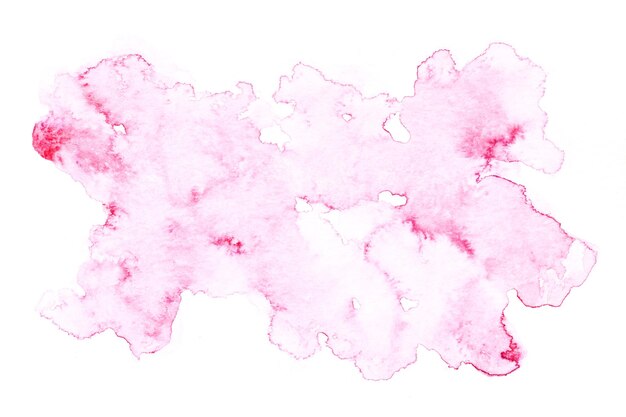 Abstract liquid art background Pink watercolor translucent blots on white paper