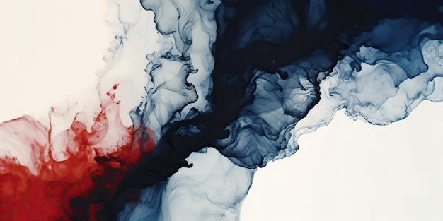 Абстрактная жидкая динамическая дымная вода брызги рисунок живопись чернила на белом холсте
