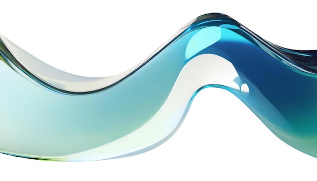 Photo abstract liquid glass shape with colorful reflections ribbon of curved water with glossy color wavy fluid motion chromatic dispersion flying and thin film spectral effect