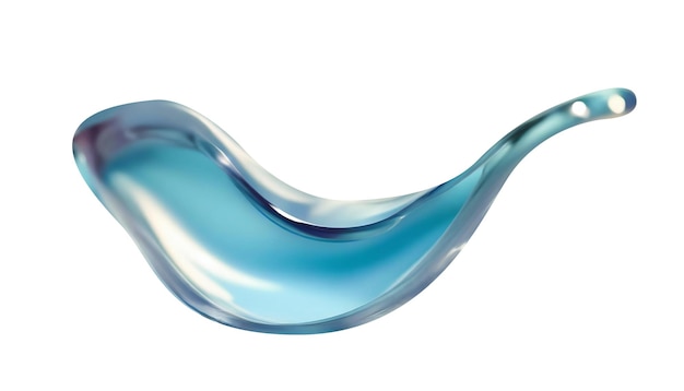 Abstract liquid glass shape with colorful reflections Ribbon of curved water with glossy color wavy fluid motion Chromatic dispersion flying and thin film spectral effect