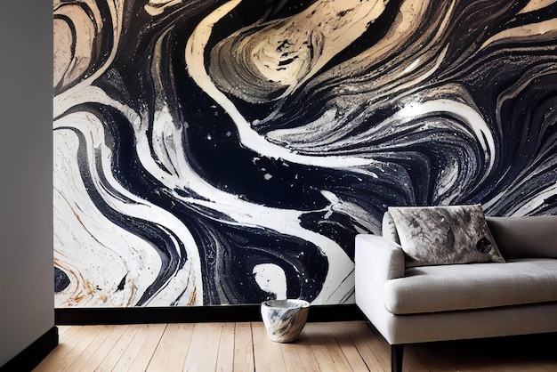 Abstract Liquid Marble Paint Flowing Wallpaper