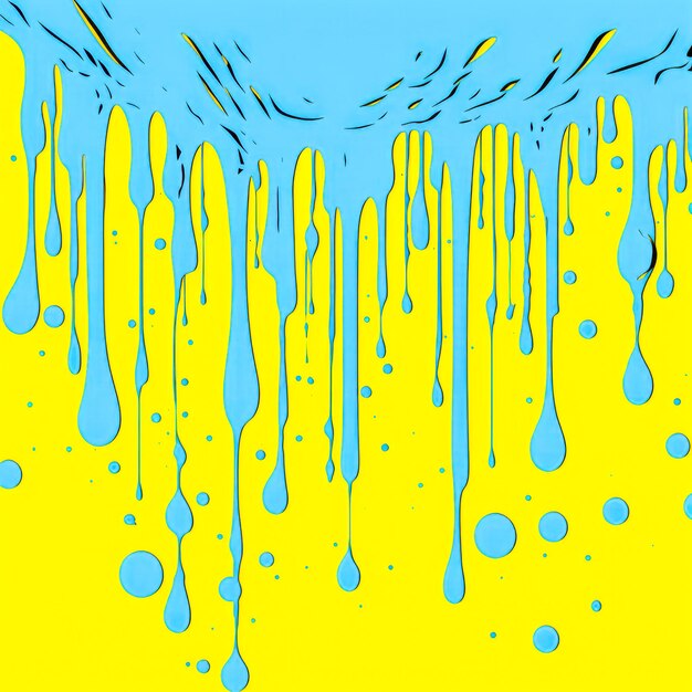Фото Абстрактный жидкий цвет фона с ярким потоком и брызг синий желтый красный