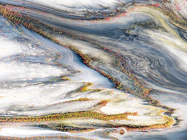 Abstract Liquid paint in motion with marble details for art creatives