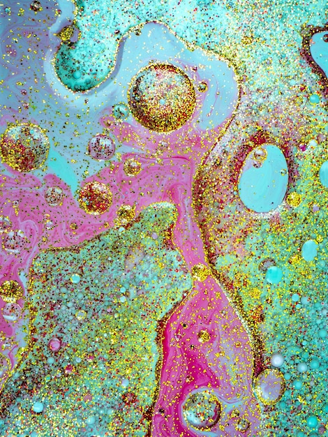 Абстрактная жидкая краска в движении с мраморными деталями для творческих людей