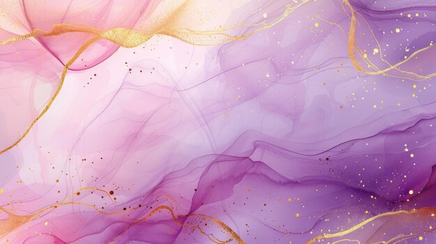 Abstract liquid watercolor background with golden lines