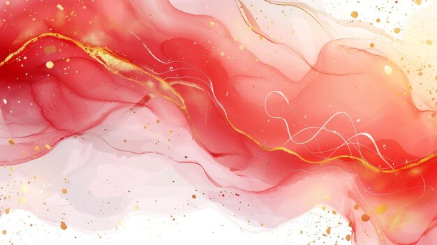 Photo abstract liquid watercolor background with golden lines