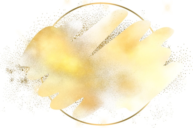 Photo abstract logo background illustration with brush stroke with circle and gold dust