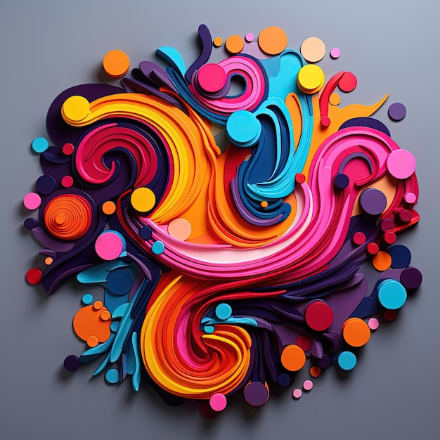 an abstract logo made with colorful paint and rainbow stripes in the style of contemporary