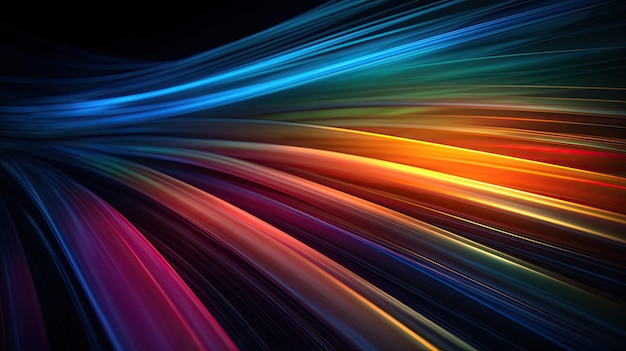 Abstract long exposure colourful lines wavy glowing futuristic banner background Generative AIxA