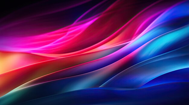 Abstract long exposure colourful lines wavy glowing futuristic banner background Generative AIxA