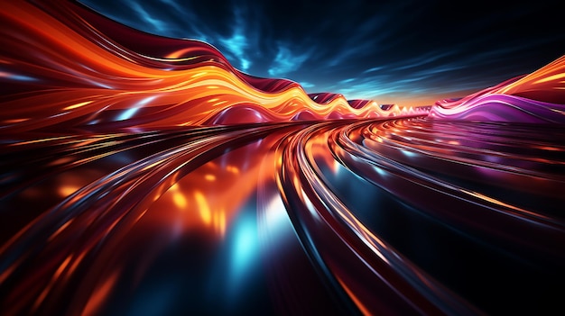 Abstract long exposure dynamic speed light trails background