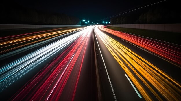 Abstract long exposure dynamic speed light trails in an urban environment