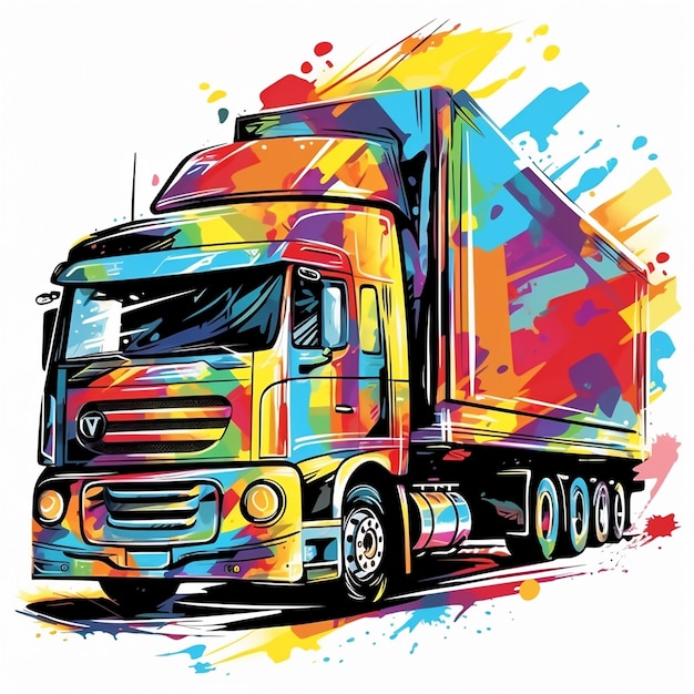 Foto abstract lorry con vernici multicolori