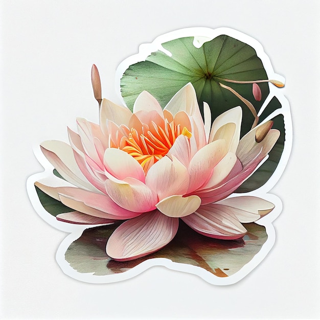 Abstract lotus flower sticker Digital illustration AI