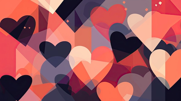 Abstract Love Background with modern geometric shapes and romantic color schemes
