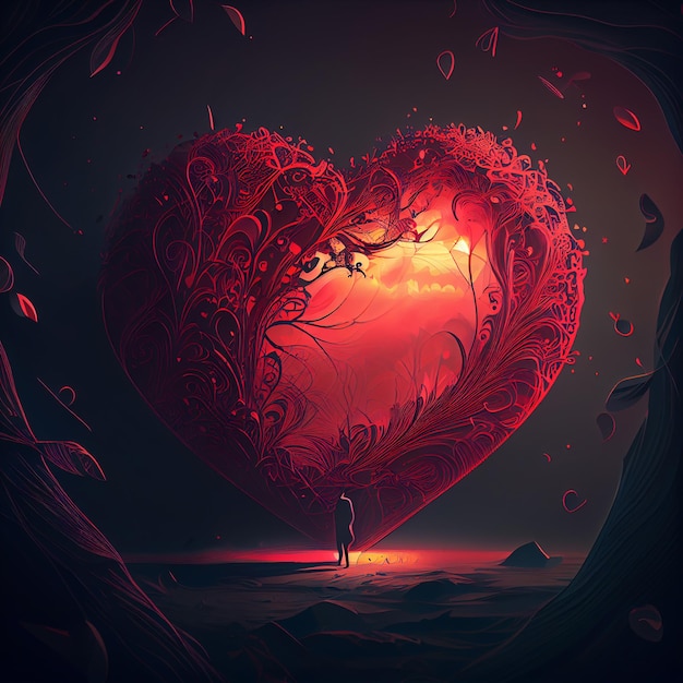 Abstract Love Heart Background Generative AI