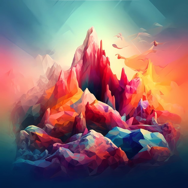 Foto fondo astratto della montagna di poli basso nei colori pastelli generativi ai