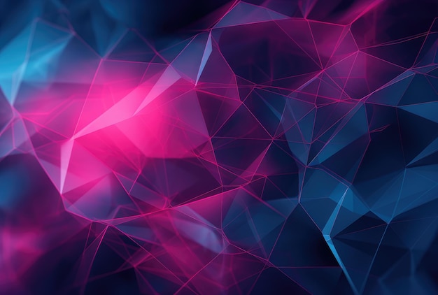 Photo abstract low poly network in blue and pink