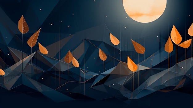 abstract low poly triangle with night sky stars triangles
