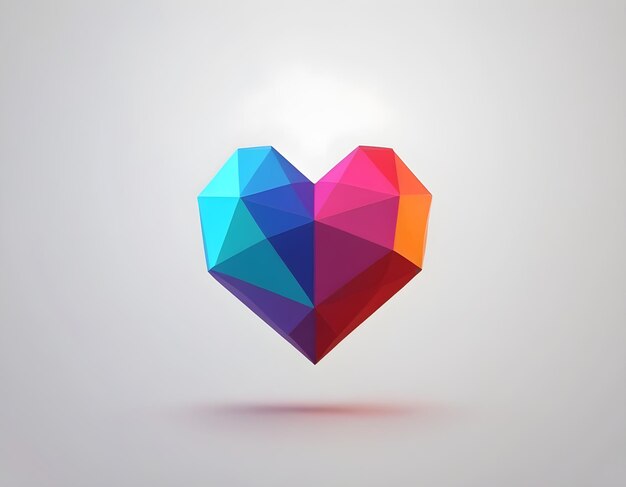 Photo abstract low poly vibrant colors hearts on white background