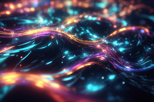 Abstract luminous waves closeup