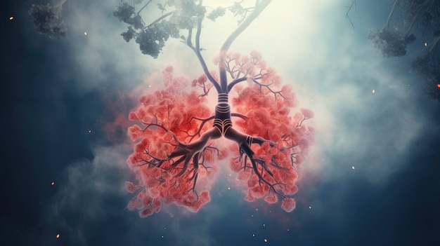 Abstract lungs in smoke medicine and health concept