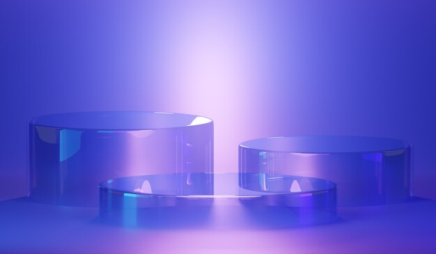 Abstract luxe transparant glazen podium. Scène voor product, luxe designpodium, 3D-rendering