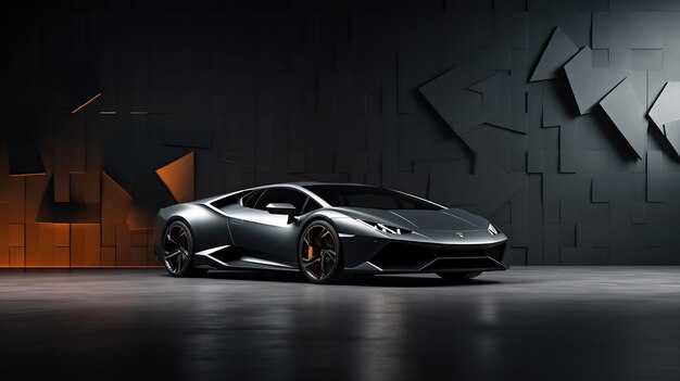 Foto abstract luxury black concept car sullo sfondo dak