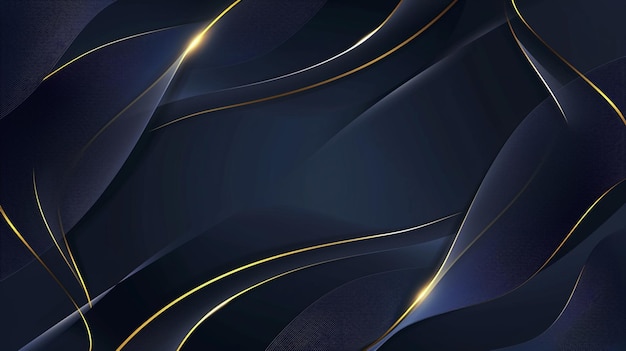 Abstract luxury glowing lines curved overlapping on dark blue background Generative Ai