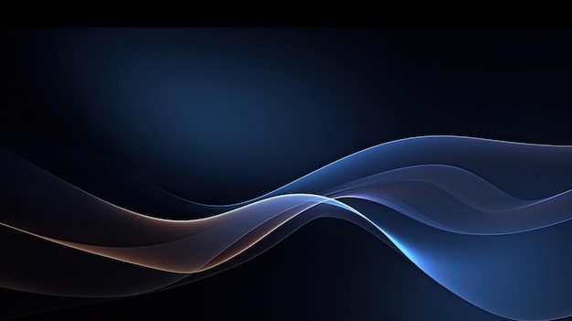 抽象的な豪華な輝く線は、濃い青色の背景に重なって湾曲 テンプレート プレミアム賞デザイン