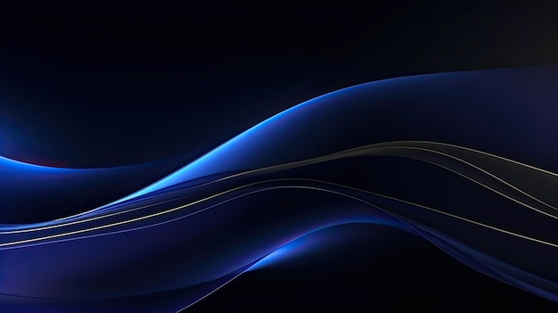 Abstract luxury glowing lines curved overlapping on dark blue background Template premium award design