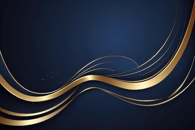 Abstract luxury glowing lines curved overlapping on dark blue background