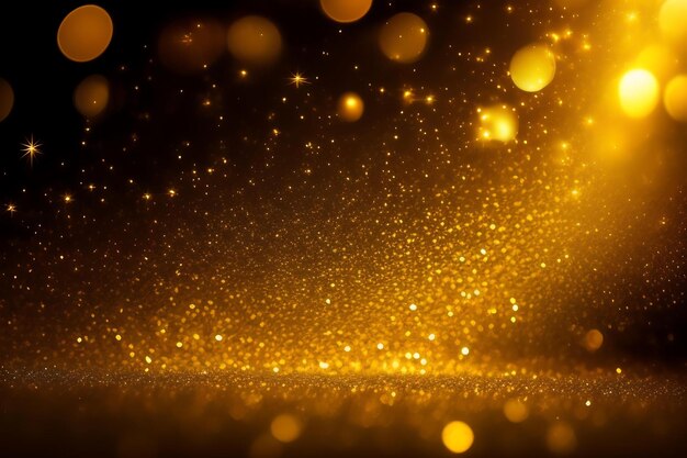 Abstract luxury gold background with gold particle glitter vintage lights background