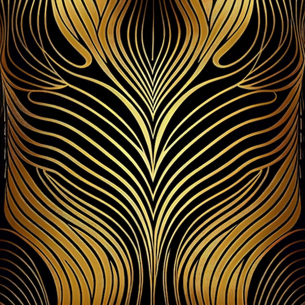 Abstract luxury golden wallpaper wavy line Generative AI