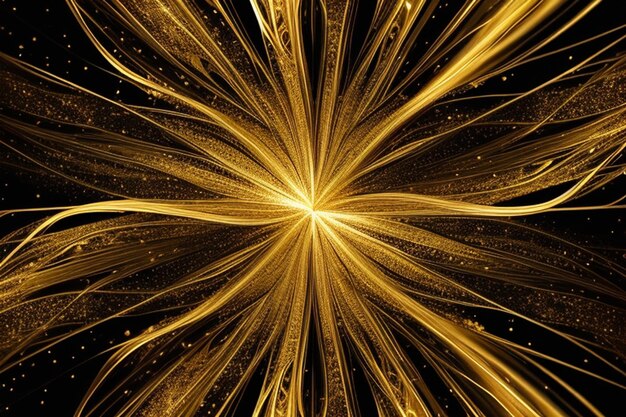 抽象的な沢金色の背景で金色の粒子 クリスマス 金色の光が輝く粒子