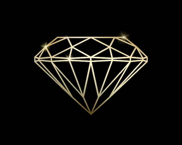 Abstract luxury template with gold diamond outlined shape