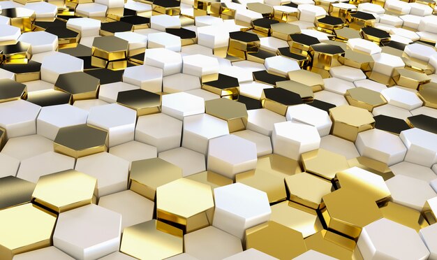 Abstract luxury with golden hexagons.