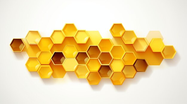 Photo abstract macro image of a honeycomb closeup of a wax honeycomb filled with honey artistic abstract geometric pattern isolated on white
