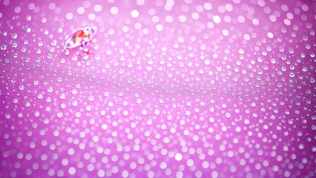 Foto macro astratto di gocce d'acqua su superficie lucida con gesso rosa