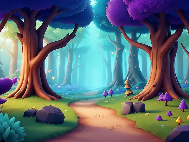 Abstract and magical enchanted forest background environment for a battle arena mobile game