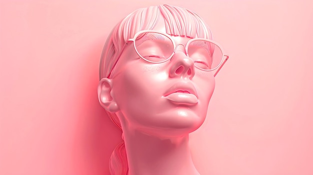 Abstract Mannequin Head with Sunglasses in a Pink Hue Minimalist and Modern Artistic Representation for Fashion Contemporary Style in Monochrome Palette AI