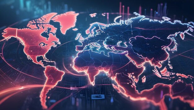 Abstract map concept of global network and connectivity data transfer and cyber technology 10