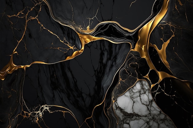 抽象的な大理石の黒と金の背景招待状の背景