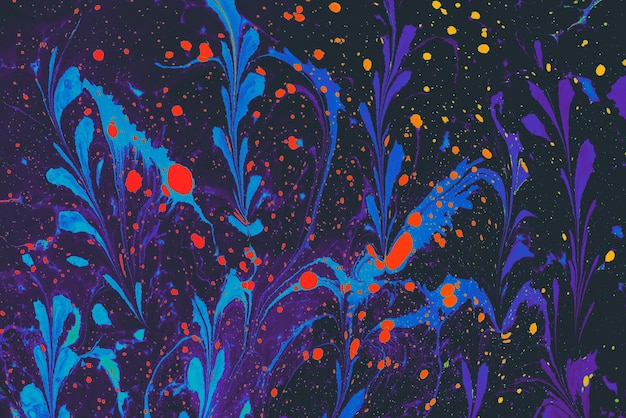 추상 대리석 꽃 패턴 질감 Ebru 마블링의 전통 예술