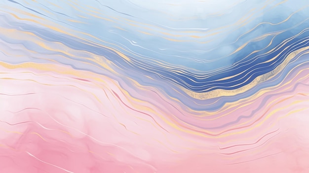 Abstract marble pastel gradient background and golden lines