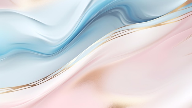 Abstract marble pastel gradient background and golden lines