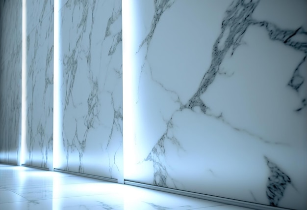 Abstract marble room with shiny lights Interior view with marble background and scenic lightning Generated AI