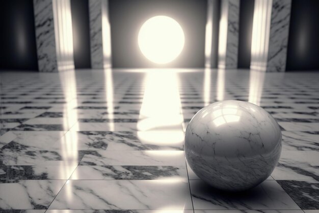 Abstract marble room with shiny lights Interior view with marble background and scenic lightning Generated AI