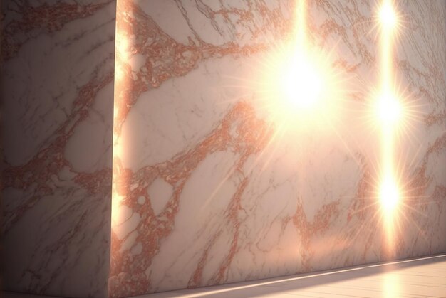 Abstract marble room with shiny lights Interior view with marble background and scenic lightning Generated AI
