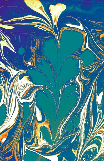 추상 대리석 질감 꽃 패턴 Ebru 마블링의 전통 예술